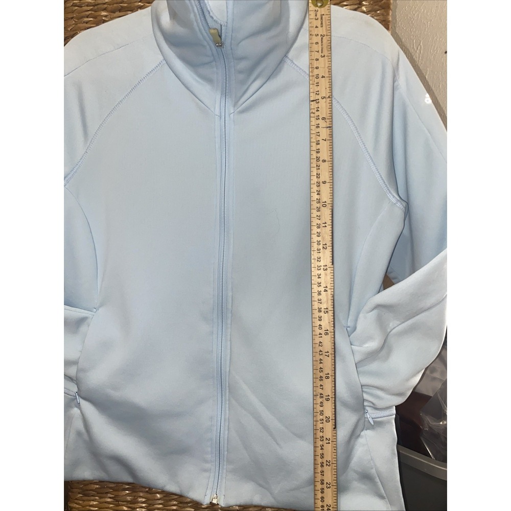 Adidas Womens L Jacket Full Zip ClimaWarm Fitted Powder Blue Athletic - Picture 8 of 12